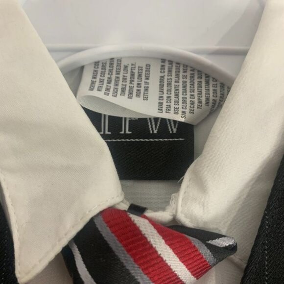 Boys Pinstripe Vest Shirt & Tie Set By TFW Black & White Size 3/6 - Picture 4 of 7